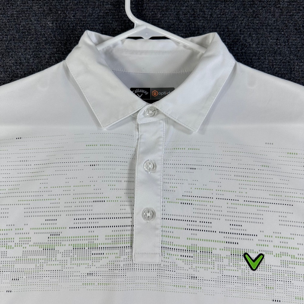 Callaway Mens Opti-Dri Golf Polo Shirt White Green Digital Graphic Large L - Picture 4 of 13
